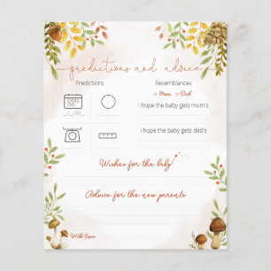 Papier Prédictions et conseils, Baby shower des bois