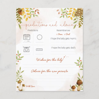 Papier Prédictions et conseils, Baby shower des bois