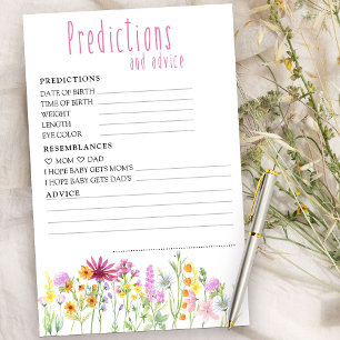 Papier Prédictions et conseils du Baby shower fleur sauva