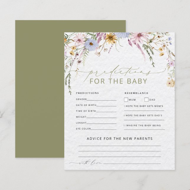 Papier Prédictions et conseils du Baby shower fleur sauva (Devant / Derrière)