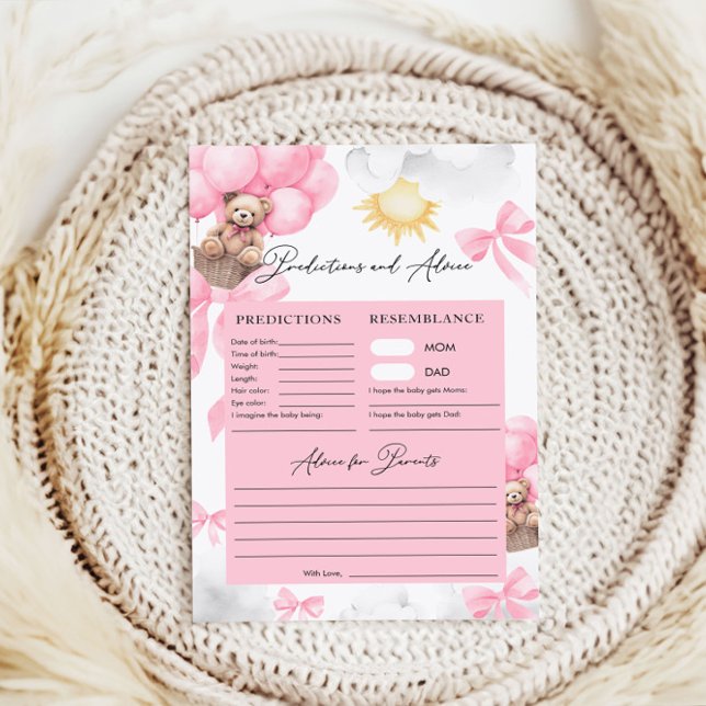 Papier Prédictions et conseils Jeux de Baby shower d'ours (Créateur téléchargé)