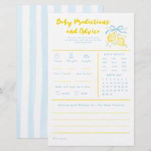Papier Prédictions et conseils pour bébé Jeu de baby show