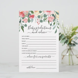 Papier Prédictions et conseils pour bébé Jeu de fête Baby
