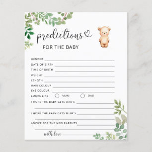 Papier Prédictions et conseils pour bébé ours en bas âge