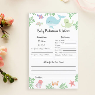 Papier Prédictions et conseils sous le Baby shower de la 