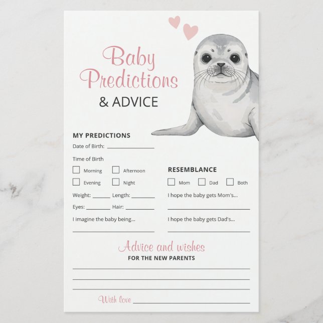 Papier Prédictions et conseils sur le Baby shower de capt (Devant)