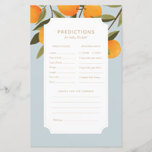 Papier Prédictions et conseils sur le Baby shower de Litt