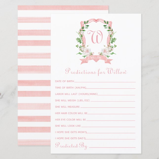 Papier Prédictions florales pour bébé crête (Devant / Derrière)