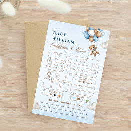 Papier Prédictions Ourse Bleue Charmante Conseil Baby Sho