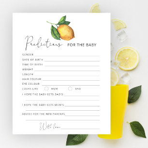 Papier Prédictions pour bébé pour une baby shower sur le