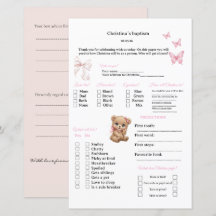 Prédictions roses et jeu de conseils pour baptême