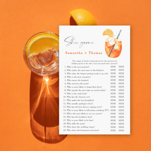 Papier premier cocktail spritz douche nuptiale Chaussure  (Créateur téléchargé)