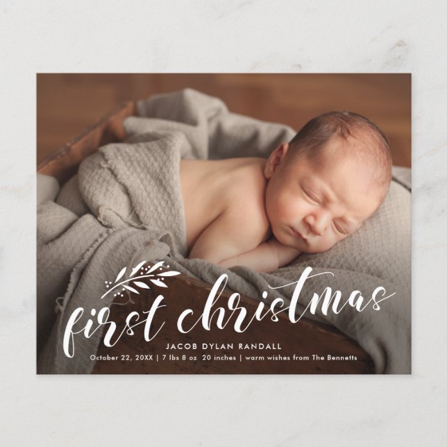 Papier Premier Noël Baby Holiday Faire-part de naissance (Devant)