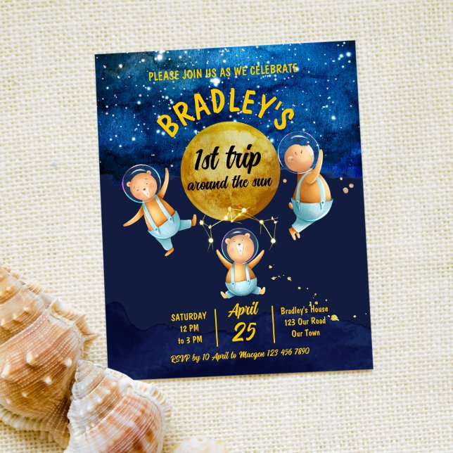 Papier Premier voyage autour du soleil anniversaire invit (Créateur téléchargé)
