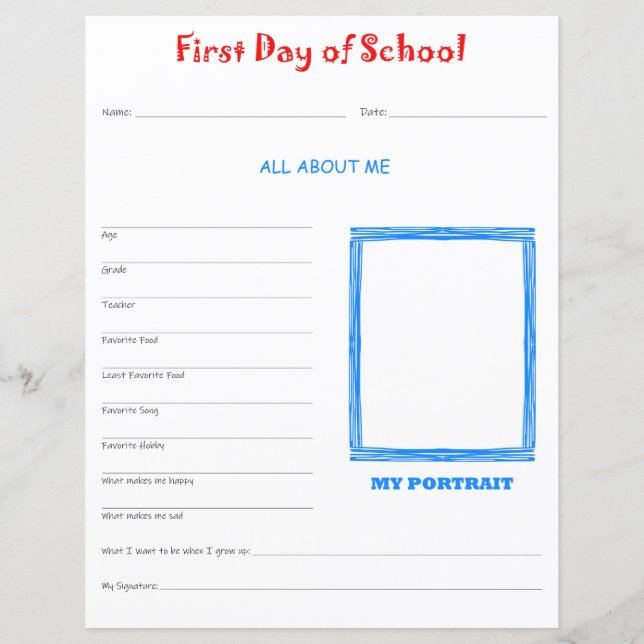 Papier Première journée d'entrevue scolaire Imprimer (Devant)
