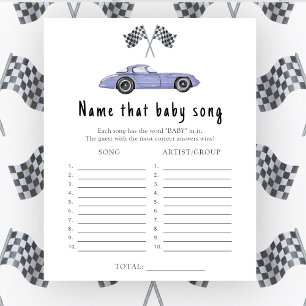 Papier Prénom bébé douche voiture de course Chanson pour