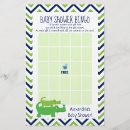 Papier Preppy Alligator Baby shower Bingo Jeu