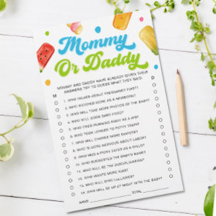 Papier Prêt à pop Baby shower Devinez qui jeu