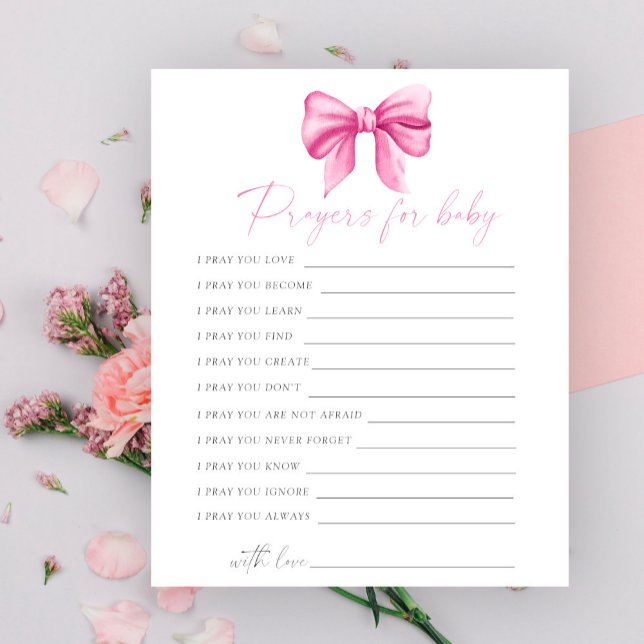 Papier Prières baby shower arc rose pour bébé (Créateur téléchargé)