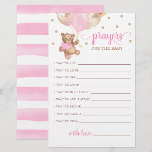 Papier Prières modifiables pour l'ours Baby shower en pel