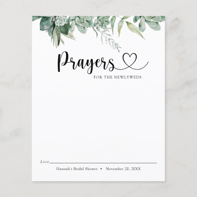 Papier Prières succulentes et eucalyptus pour les jeunes  (Devant)