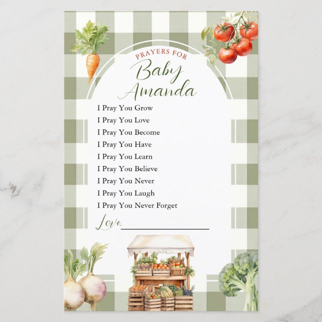 Papier Prières sur les Baby showers frais du marché culti (Devant)