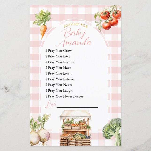 Papier Prières sur les Baby showers frais du marché culti (Devant)