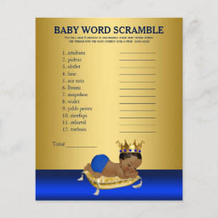 Papier Prince Baby shower Games Mots et rime