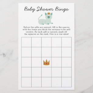 Papier Prince Cat Bingo Baby shower Jeu