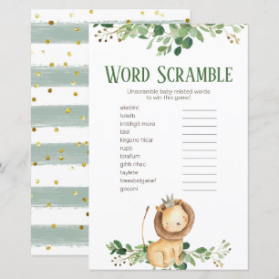 Papier Prince Lion Verdure Mot Floral Scrambule