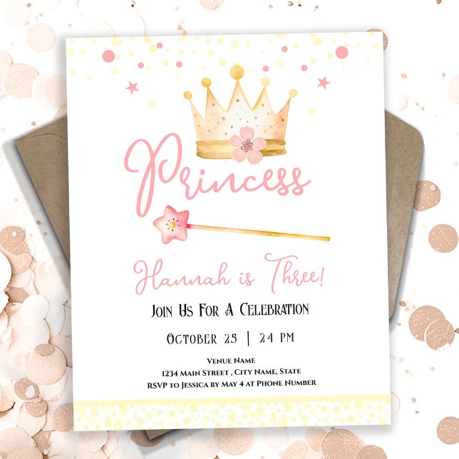 Papier Princess Crown Pink 3e Girl Anniversaire Budget (Créateur téléchargé)