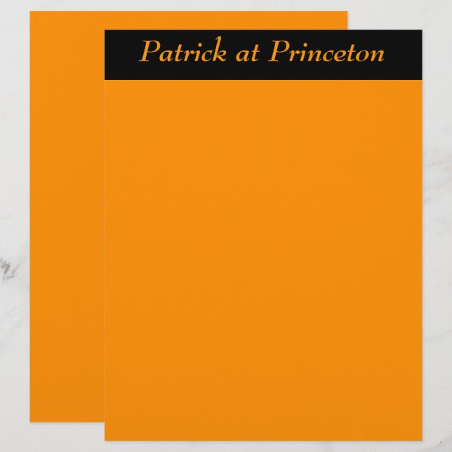 Papier Princeton Orange personnalisé (Devant / Derrière)