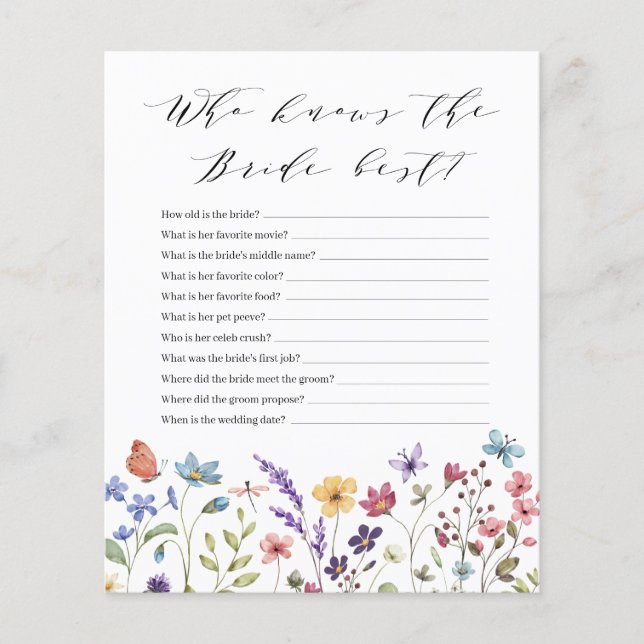 Papier Printemps Floral été qui connaît la mariée meilleu (Devant)