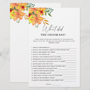 Papier Printemps Qu'est-ce que le marié a dit jeu nuptial