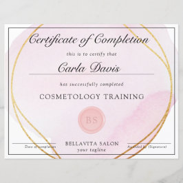 Papier Prix Cercle Or en Aquarelle Rose Push Script