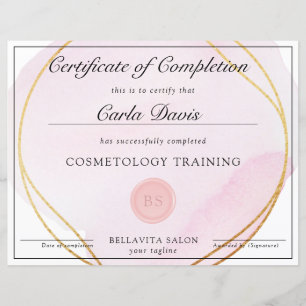 Papier Prix Cercle Or en Aquarelle Rose Push Script