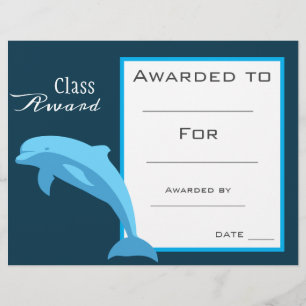Papier Prix de classe animal dauphin mignon