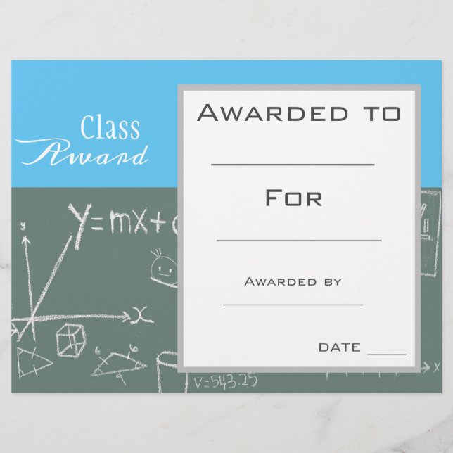 Papier Prix de classe Mathématiques étudiant en mathémati (Devant)