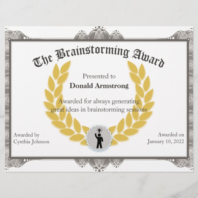 Papier Prix de l'employé amusant - Brainstoring (Devant)