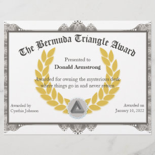 Papier Prix de l'employé amusant - Triangle des Bermudes