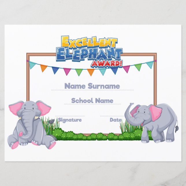 Papier Prix de l'excellent éléphant (Devant)