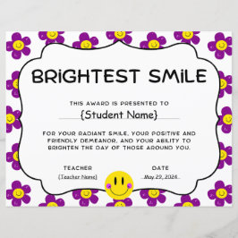 Papier Prix de reconnaissance des étudiants de sourire br