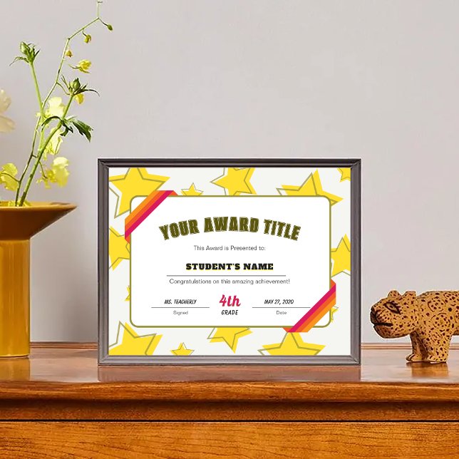 Papier Prix de Réussite de l'Élève de la Classe Editable  (Editable Star Classroom Student Achievement Award)