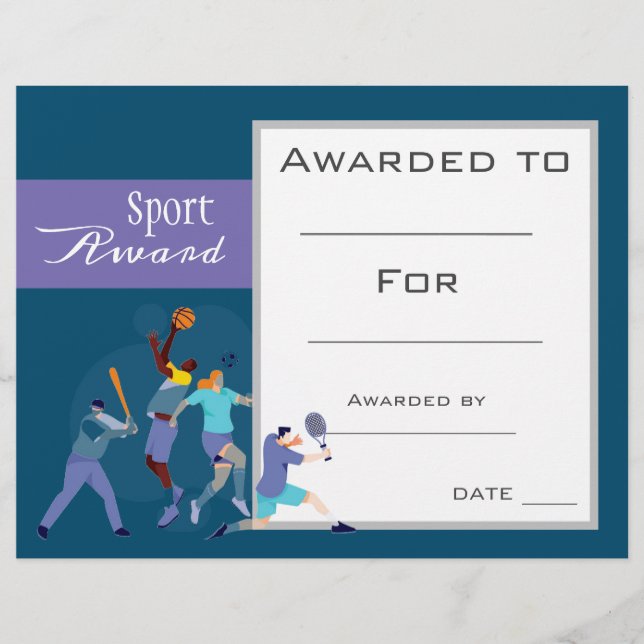 Papier Prix du certificat sportif sportif (Devant)