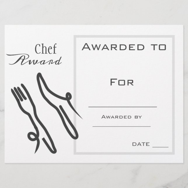 Papier Prix du chef cuisine (Devant)