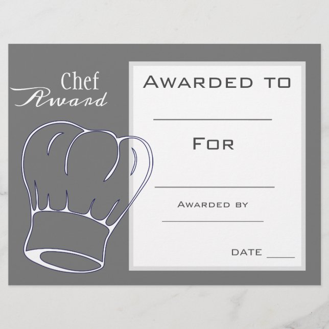 Papier Prix du chef cuisine (Devant)