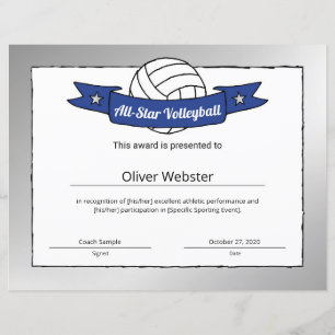 Papier Prix du joueur de volley-ball étoilé