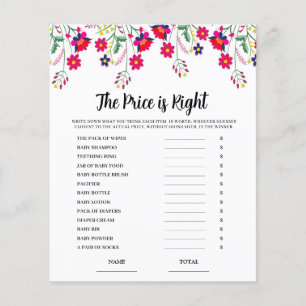 Papier Prix Floral Mexicain est droit Baby Game Card