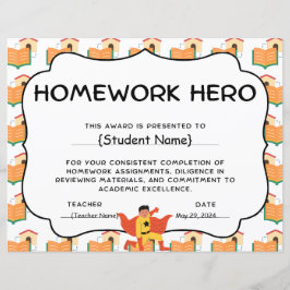 Papier Prix Homework Hero de reconnaissance étudiante