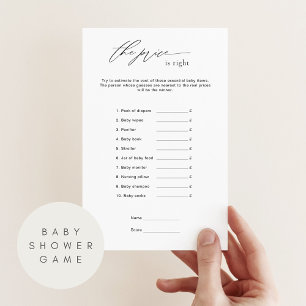 Papier Prix minimaliste est le jeu Quiz Baby shower droit